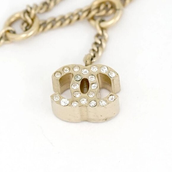 CHANEL CC Logo Pumps heel Shoe Rhinestone Necklace 16" Gold Tone 05A Auth w/Box - Picture 3 of 7